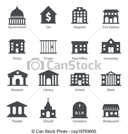 Vector Clipart Of Government Buildings Icons   Government Building
