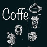 Vector Collection Of Chalkboard Style Coffee Doodles Chalk Lettering    