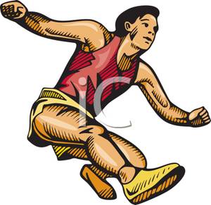     Athlete Jumping In The Long Jump Event   Royalty Free Clipart Picture