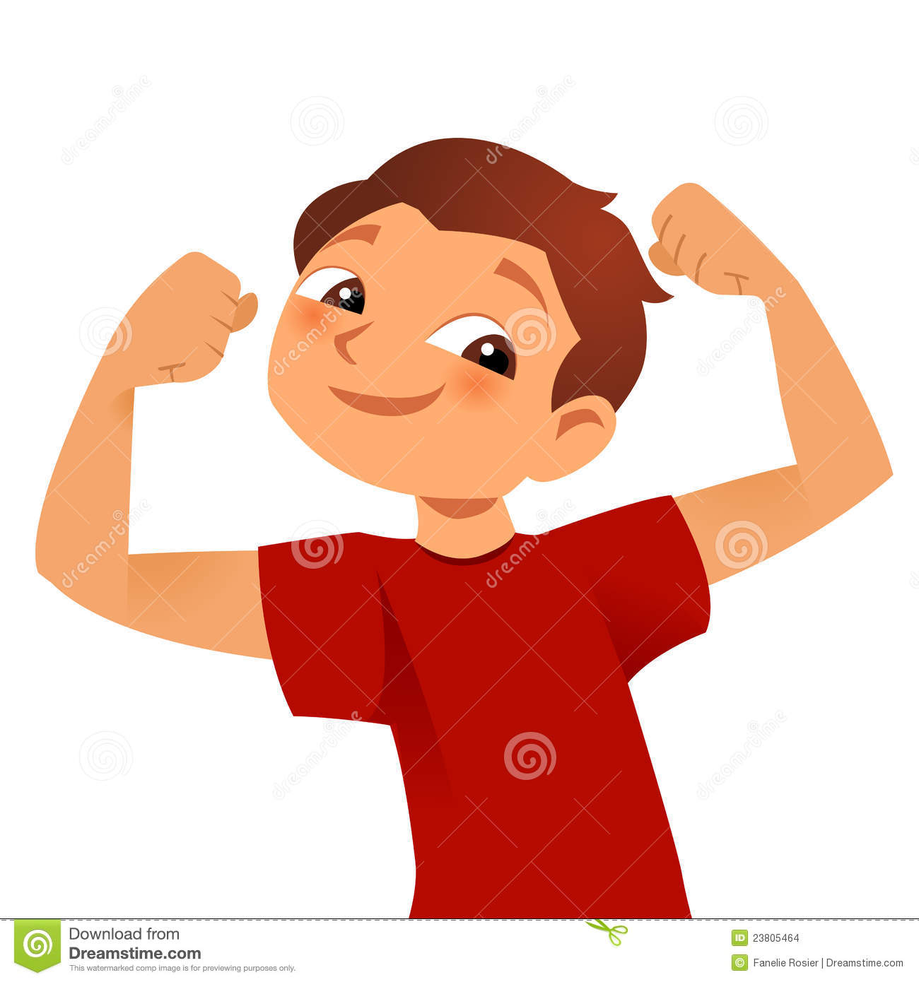 Brave Strong Kid Showing His Big Muscles