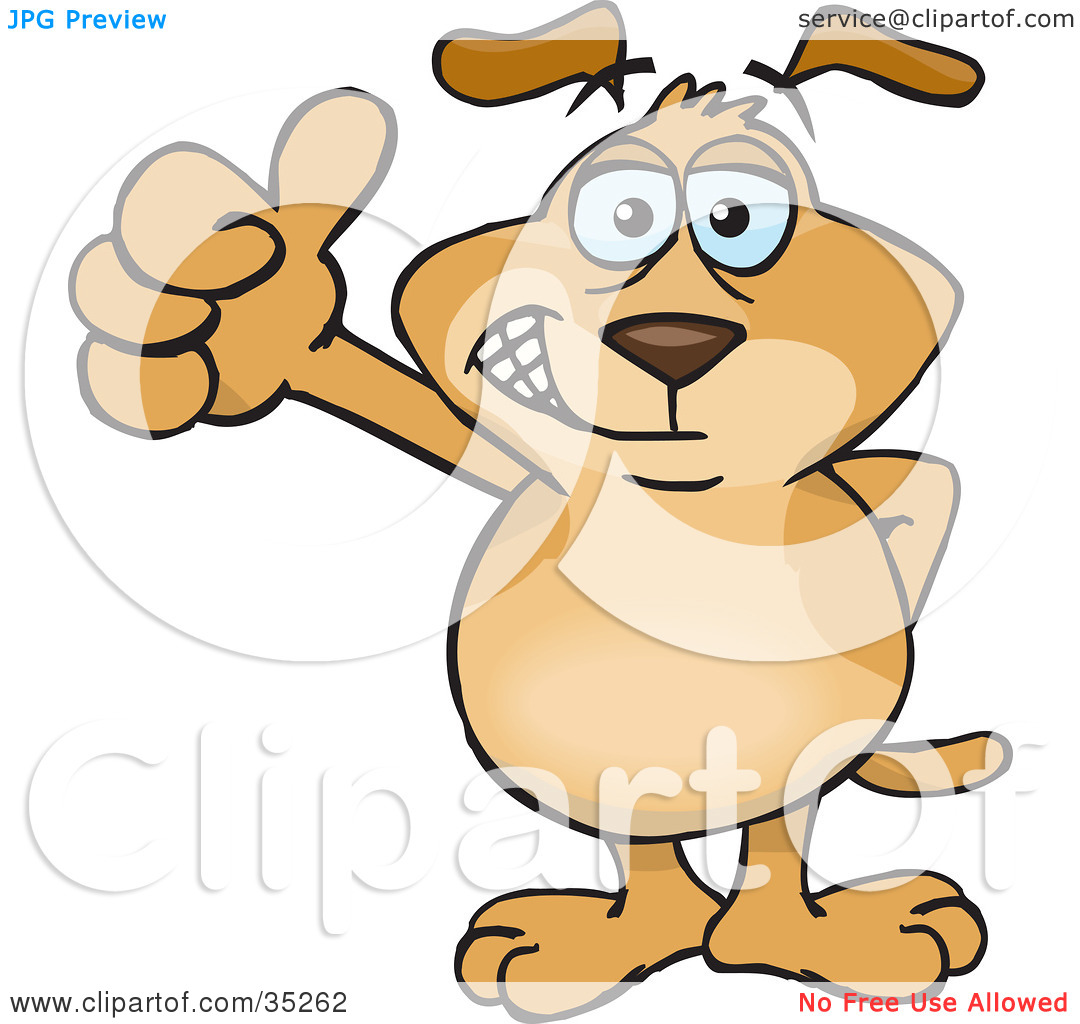 Clipart Illustration Of A Hip Brown Dog Smiling And Giving The Thumbs
