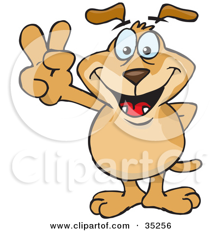 Clipart Illustration Of A Peaceful Brown Dog Smiling And Gesturing The