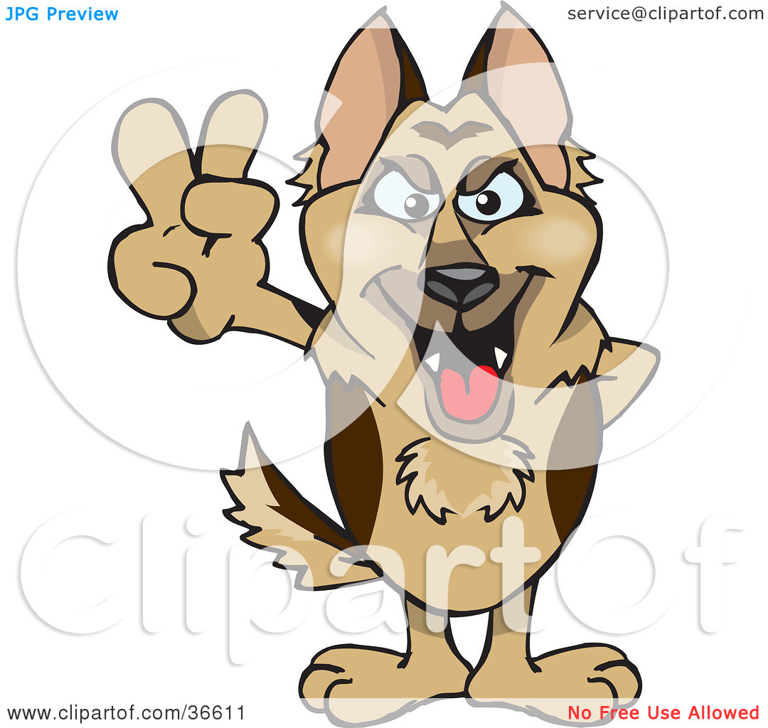 Clipart Illustration Of A Peaceful German Shepherd Dog Smiling And