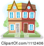 Clipart Townhouse Duplex Building Royalty Free Vector Illustration By