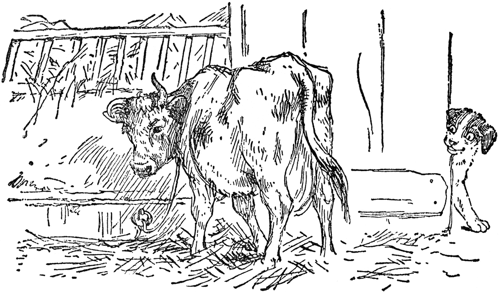 Cow Eating Hay In Barn   Clipart Etc