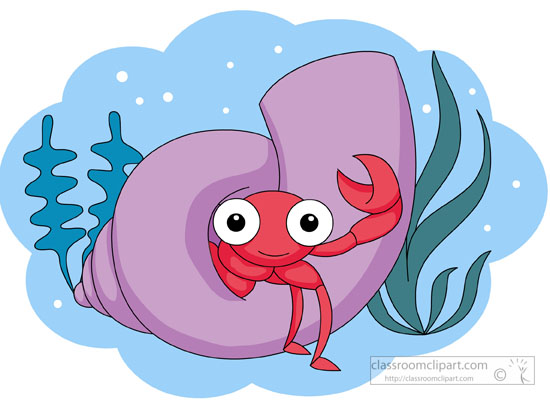 Download Marine Life Crab Hiding In Shell Clipart 58123