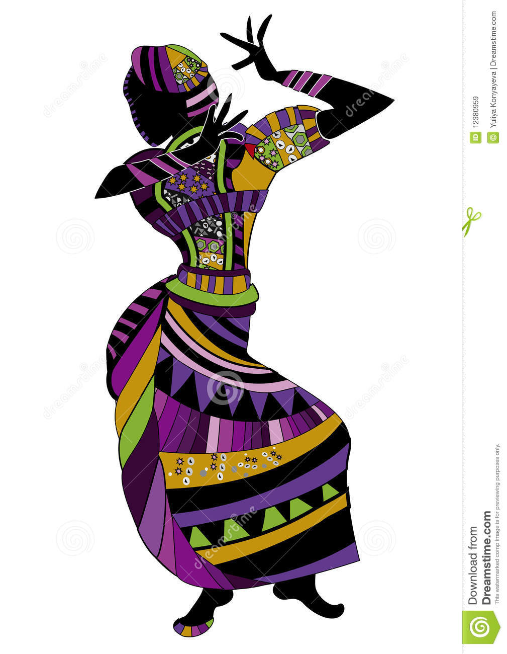 Ethnic Woman Dance For You Folk Dance On A White Background