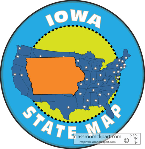 Iowa   Iowa State Map Button   Classroom Clipart