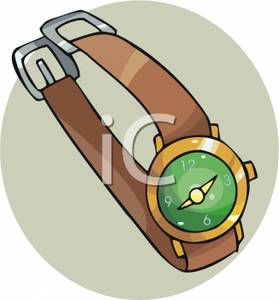 Leather Watch With A Green Face Clipart Image