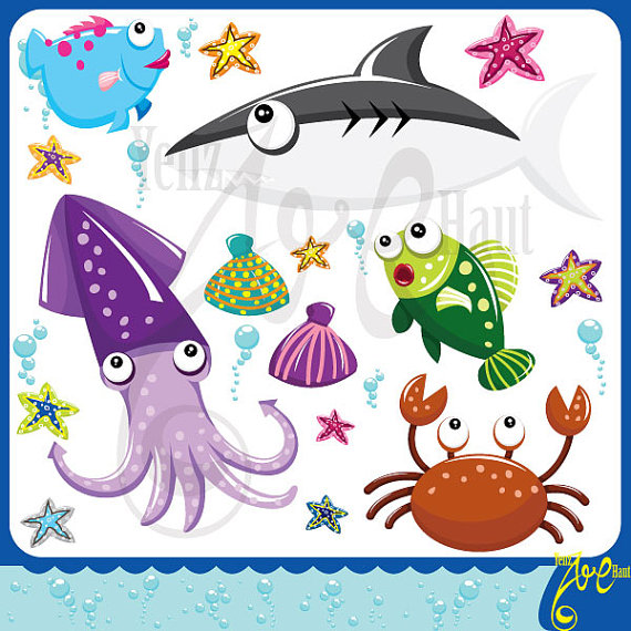 Marine Life Clipart Elements Uws005 Personal And Commercial Use Cards