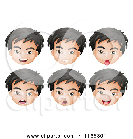Of Faces Of An Asian Boy   Royalty Free Vector Clipart By Colematt
