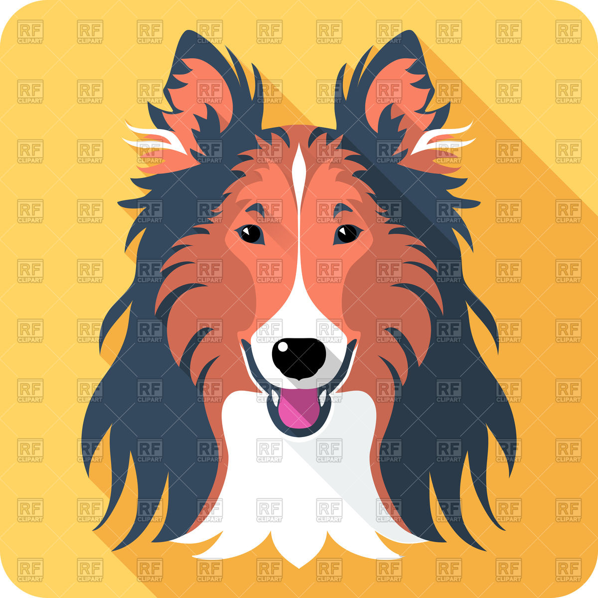 Smiling Dog Rough Collie Icon In Flat Design 75975 Download Royalty    
