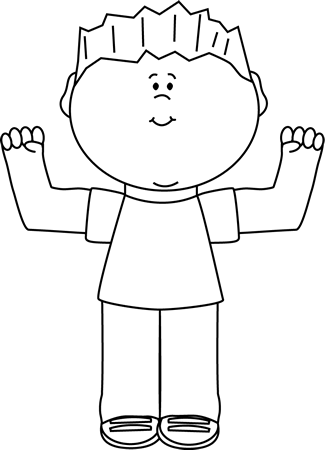 White Boy Flexing Clip Art Image   Black And White Outline Of A Boy