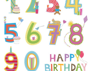 Birthday Numbers Clip Art Set  Inst Ant Download Happy Birthday    