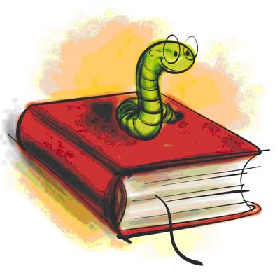 Bookworm   Worm With Glasses Coming Out Of Book