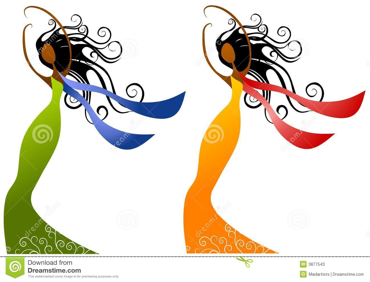 Clip Art Illustration Of Your Choice Of 2 Unique African American