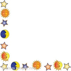 Description  Clip Art Of Moon And Suns With Stars Page Border  Clip