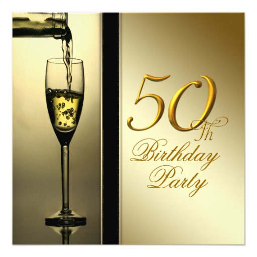 Elegant Gold Champagne 50th Birthday Party 5 25 Square Invitation