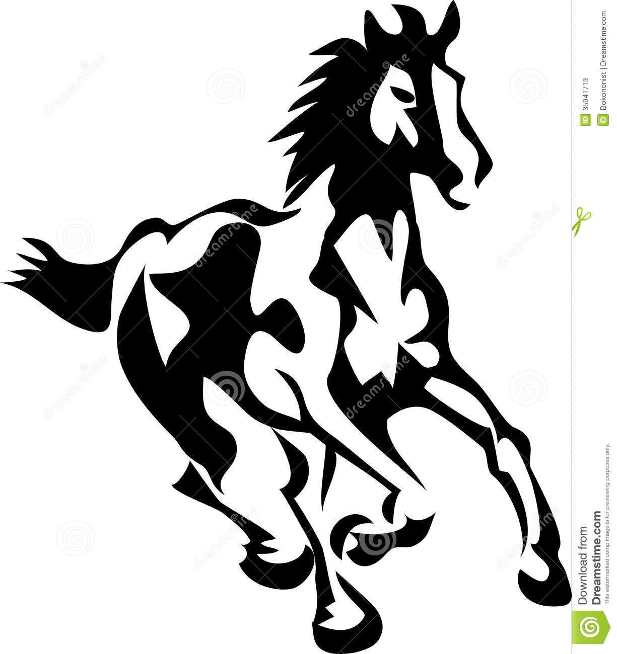 Horse Clipart Black And White Horse Running Paint Stylized Black White