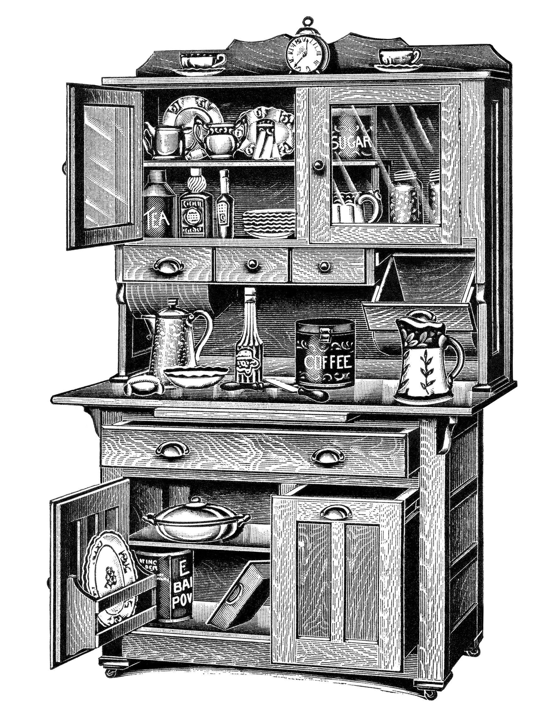 Kitchen Cabinets   Free Vintage Clip Art   Old Design Shop Blog