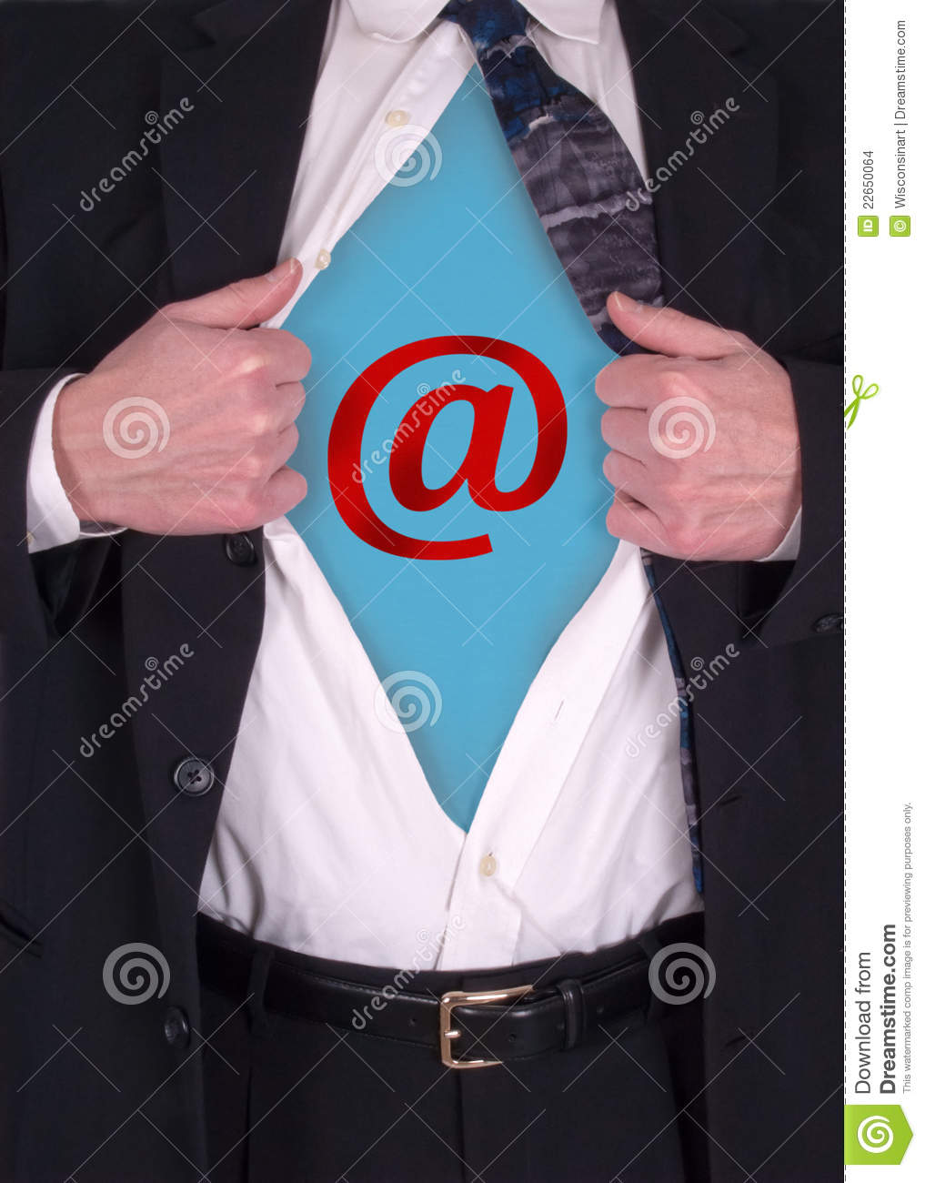     Superman Metaphor Of Businessman In Suit And Tie Turning Into A Man Of