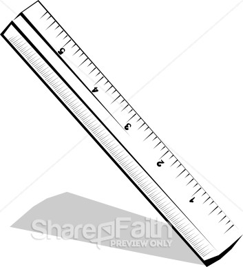 Tilted Black And White Ruler   Christian Classroom Clipart
