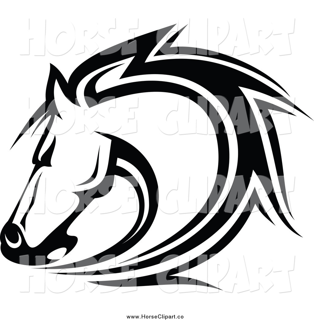 Unicorn Clipart Black And White Clip Art Of A Black And White Horse