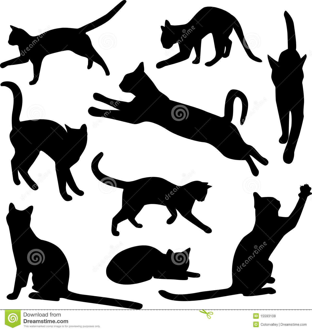 Vector Collection Of Cat Silhouettes Royalty Free Stock Photos   Image