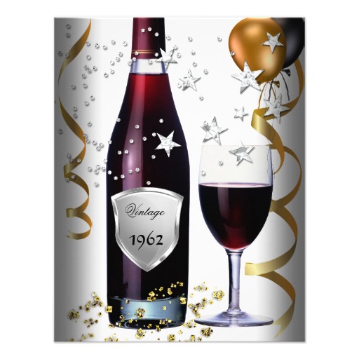 Vintage 50th Birthday Wine Black Gold Balloons 4 25x5 5 Paper