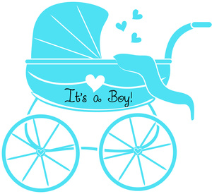 Baby Shower Graphic Of Stroller Or Baby Carriage With Its A Boy Text    