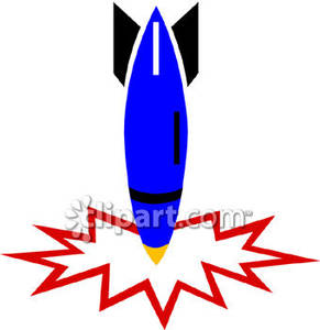 Blue Rocket   Royalty Free Clipart Picture