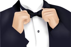 Clip Art Of Groom Adjusting Black Tuxedo Bowtie