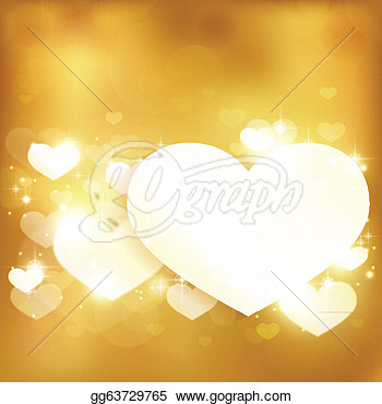Clipart   Golden Glowing Love Heart Background With Lights And Stars