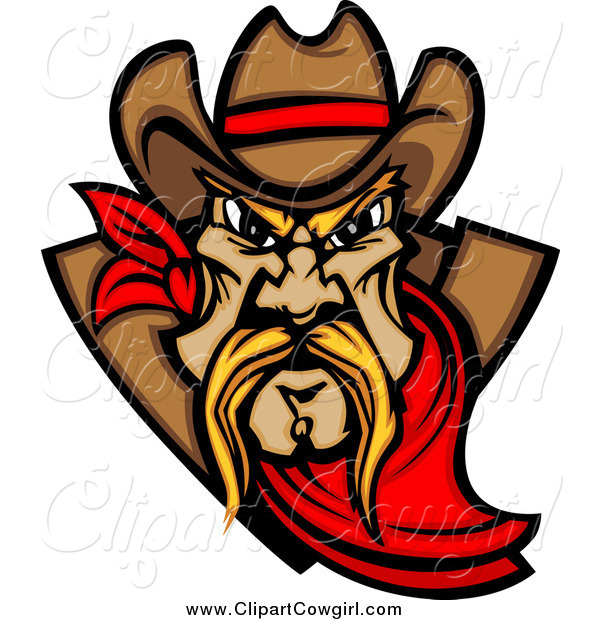 Clipart Of A Blond Cowboy Mascot With A Read Bandana By Chromaco    