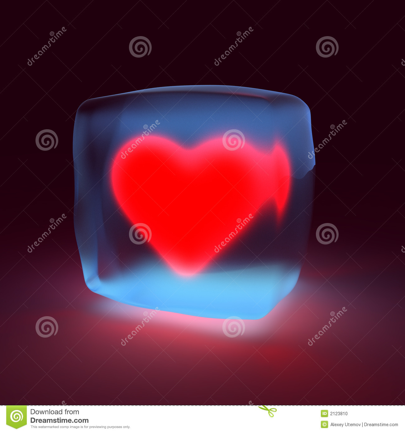 Glowing Heart In Piece Of Ice Stock Photo   Image  2123810