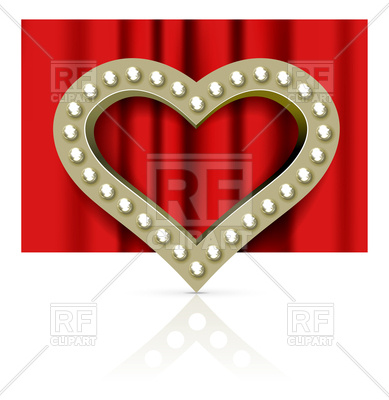 Heart Icon With Glowing Light Bulbs On Red Curtain Background 90041
