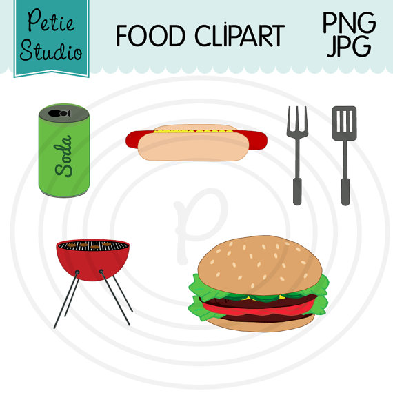 Instant Download Summer Cookout Clipart Grill By Petiestudio