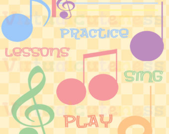 Pastel Music Clipart   Music Notes Planner Clipart Printable