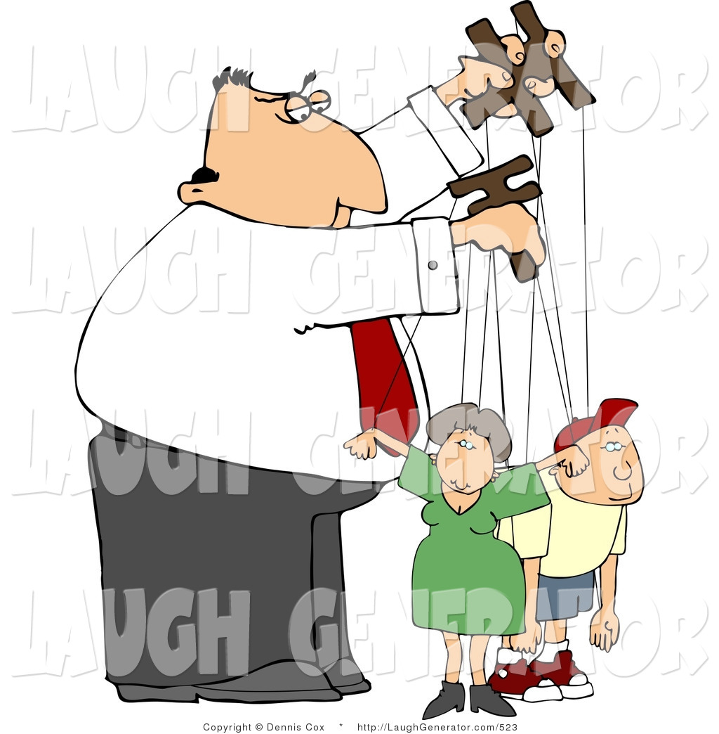 Puppeteer Man Controlling The People In His Life   Concept Clipart