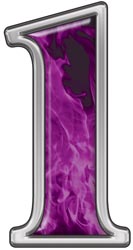 Reflective Number 1 With Inferno Purple Flames    Inferno Purple    