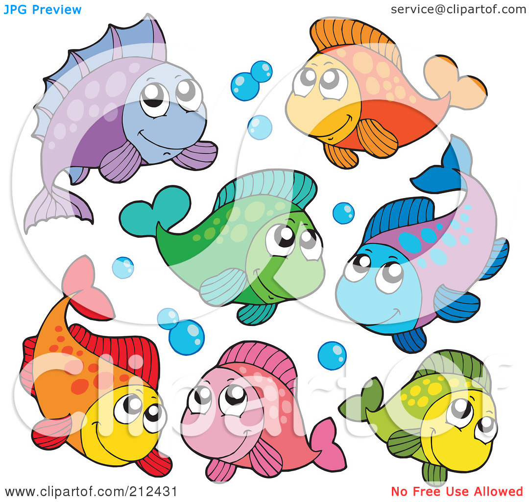 Rf  Clipart Illustration Of A Digital Collage Of Colorful Marine Fish
