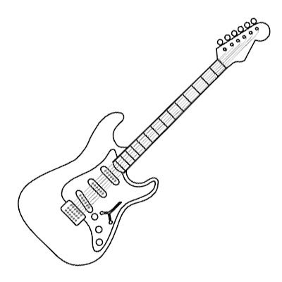 Rock And Roll Coloring Pages   Electric Guitar Coloring Page Music
