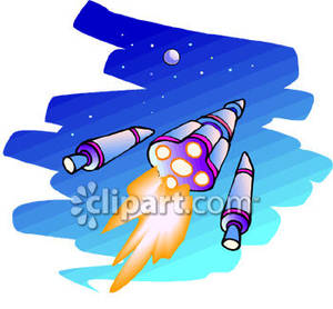 Rocket Launching Into Space   Royalty Free Clipart Picture