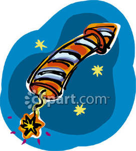 Rocket With A Lit Fuse   Royalty Free Clipart Picture