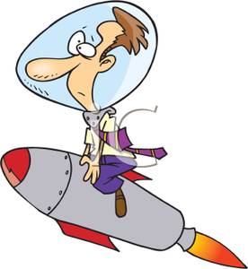     Rocketman Launching Into The Future   Royalty Free Clipart Picture