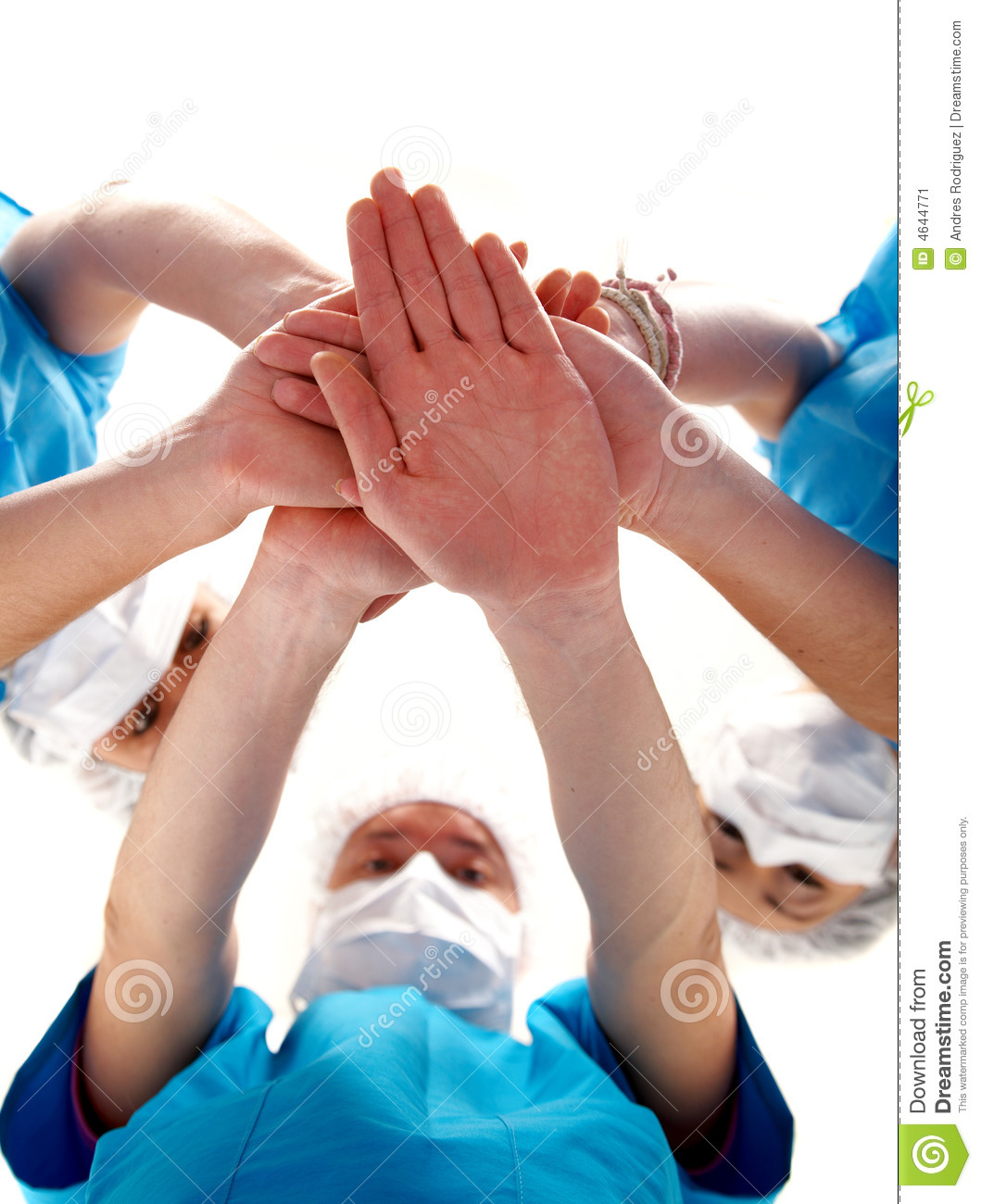 To Form A Medical Teamwork   Isolated Over A White Background