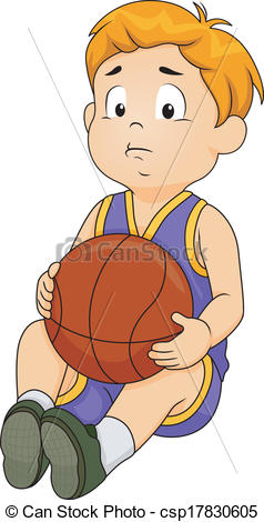 Vector Clipart Of Sad Basketball Boy   Illustration Of A Little Boy In