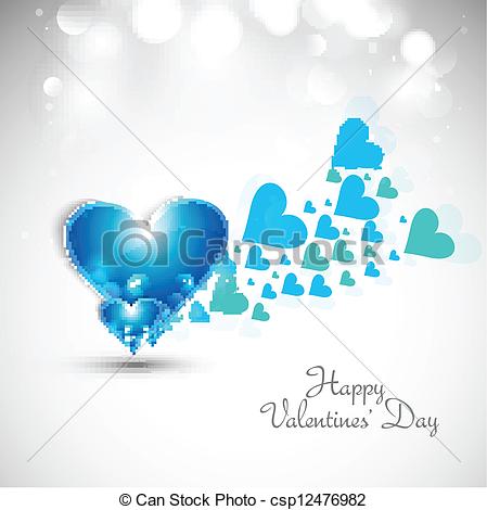 Vector Of Blue Valentines Day Hearts Fantastic Love Whit Background