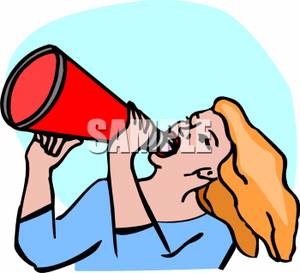Woman Yelling Into A Megaphone Clipart Picture