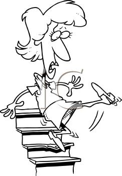 And White Cartoon Of A Woman Falling Down Stairs Clipart Image Jpg